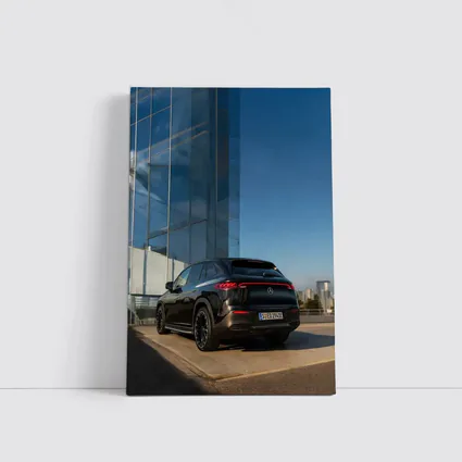 Mercedes EQE SUV Black Glass Building Background