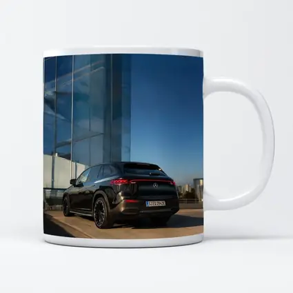 Mercedes EQE SUV Black Glass Building Background