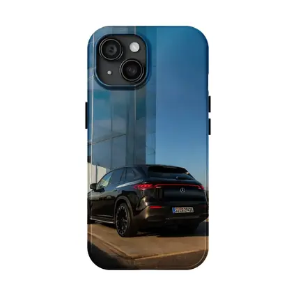 Mercedes EQE SUV Black Glass Building Background