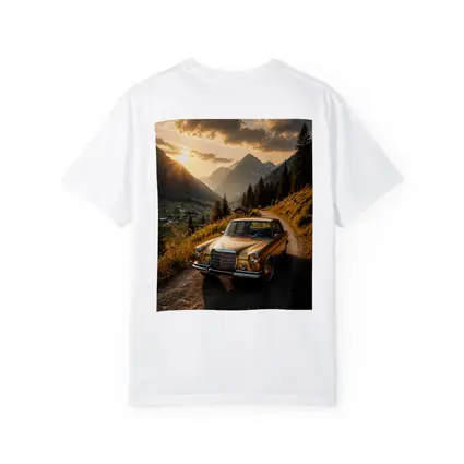Mercedes Classic Coupe Mountain Sunset Road