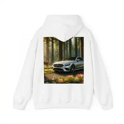 Mercedes C Class Silver Sedan Forest Deer