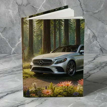 Mercedes C Class Silver Sedan Forest Deer