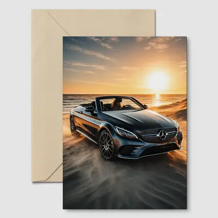 Mercedes C Class Cabriolet Sandy Beach Sunset