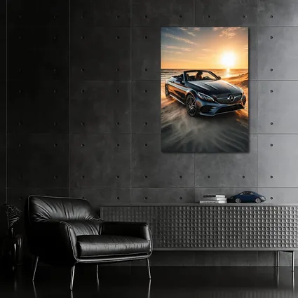 Mercedes C Class Cabriolet Sandy Beach Sunset