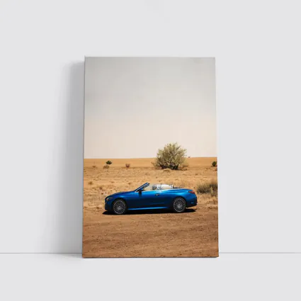 Mercedes CLE Cabriolet Blue Desert Landscape