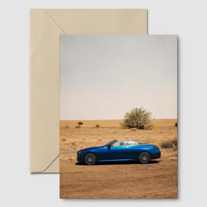 Mercedes CLE Cabriolet Blue Desert Landscape