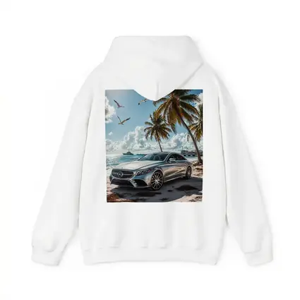 Mercedes CLS Silver Sedan Beach Palm Trees