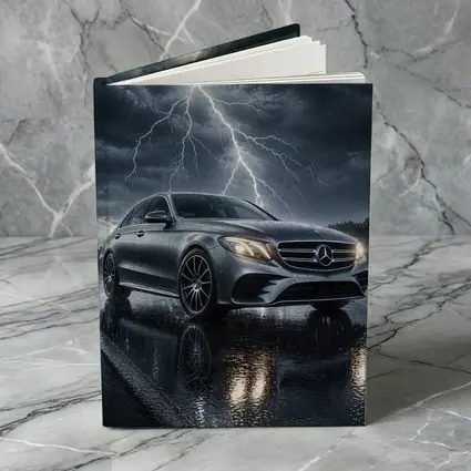 Mercedes E Class Silver Car Stormy Night