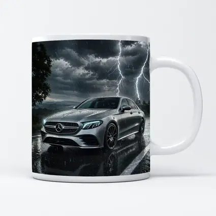 Mercedes E Class Storm Lightning Rain Night