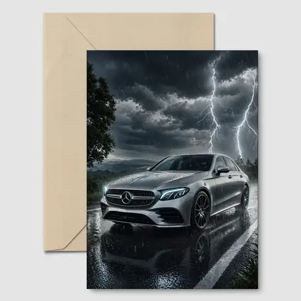 Mercedes E Class Storm Lightning Rain Night