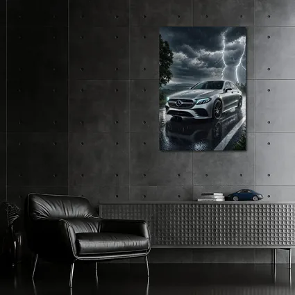 Mercedes E Class Storm Lightning Rain Night