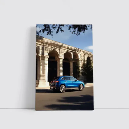 Mercedes EQA Blue SUV Classic Building Street