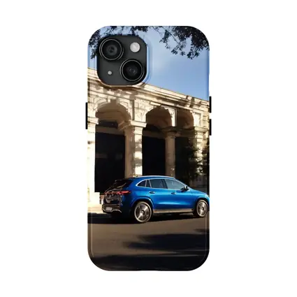 Mercedes EQA Blue SUV Classic Building Street