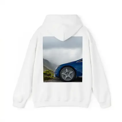 Mercedes EQE Blue Wheel Misty Mountain Road