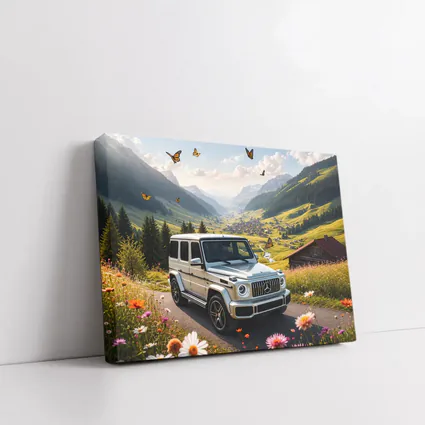 Mercedes G Class White Alpine Valley Scene