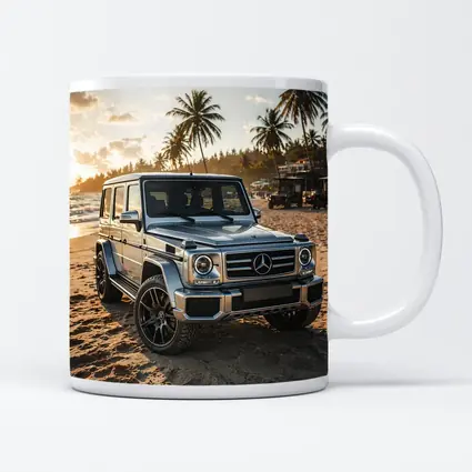 Mercedes G Class Silver Beach Sunset Scene