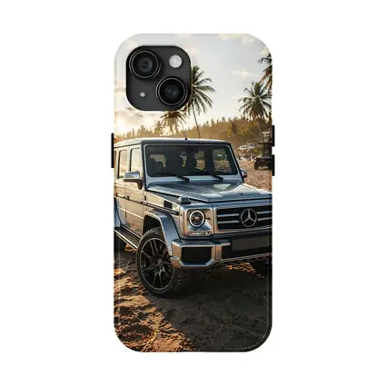 Mercedes G Class Silver Beach Sunset Scene