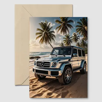 Mercedes G Class Silver Beach Palm Trees