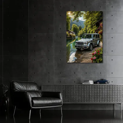 Mercedes G Wagen Silver By Mountain River