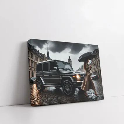 Mercedes G Wagon Rainy European City Street