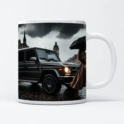 Mercedes G Wagon Rainy European City Street