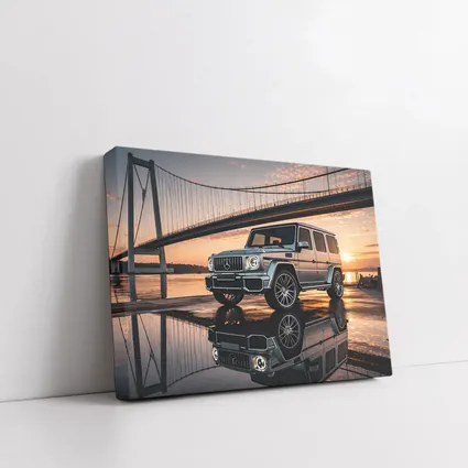 Mercedes G Wagon Silver Bridge Sunset Reflection