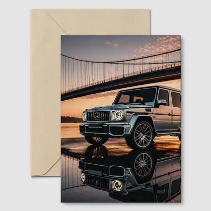 Mercedes G Wagon Silver Bridge Sunset Reflection
