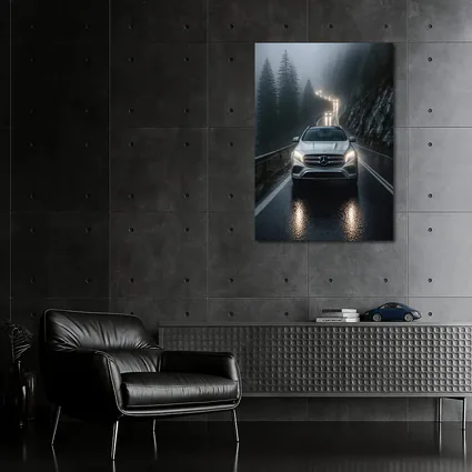 Mercedes GLA On Foggy Mountain Road
