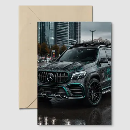 Mercedes GLB Custom Wrap Rainy City Street