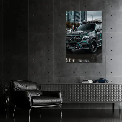 Mercedes GLB Custom Wrap Rainy City Street