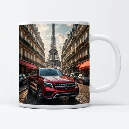 Mercedes GLB Red SUV Paris Streets