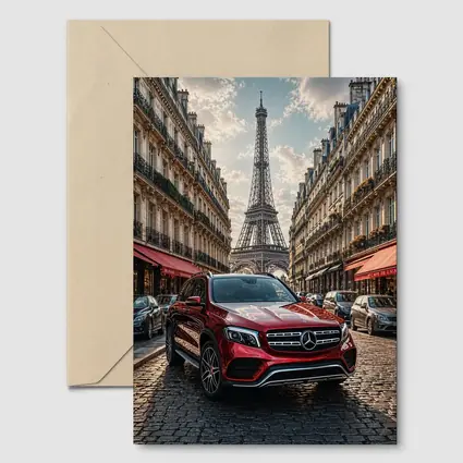 Mercedes GLB Red SUV Paris Streets