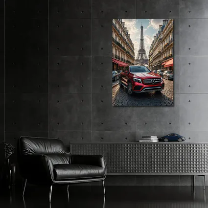 Mercedes GLB Red SUV Paris Streets
