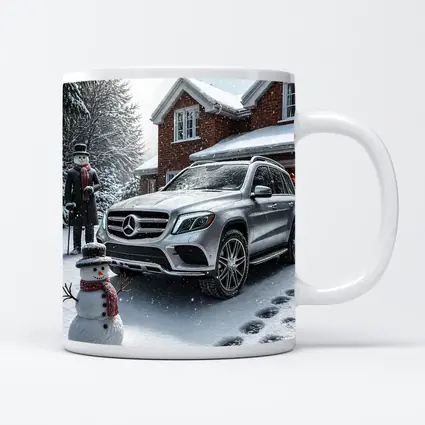 Mercedes Benz GLS Silver SUV Winter Snowman