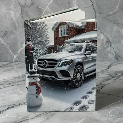 Mercedes Benz GLS Silver SUV Winter Snowman