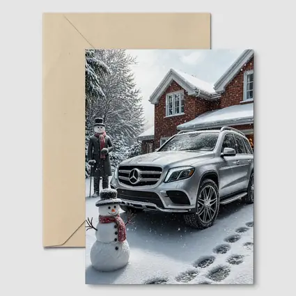 Mercedes Benz GLS Silver SUV Winter Snowman