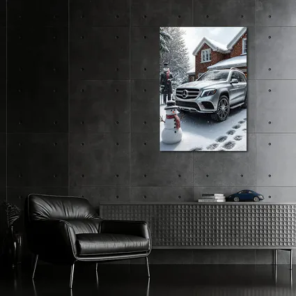 Mercedes Benz GLS Silver SUV Winter Snowman