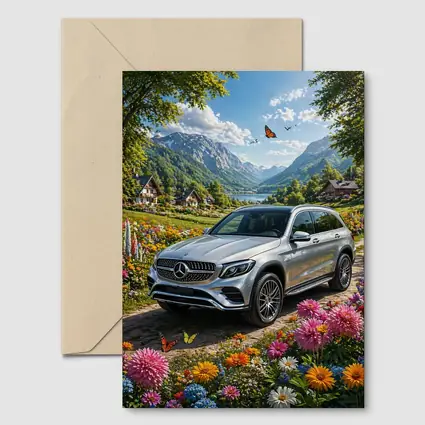 Mercedes Benz GLC Silver Mountain Floral Scene