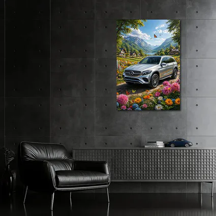 Mercedes Benz GLC Silver Mountain Floral Scene