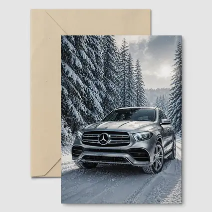 Mercedes Benz GLE SUV Snowy Forest Road