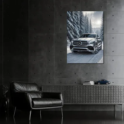 Mercedes Benz GLE SUV Snowy Forest Road
