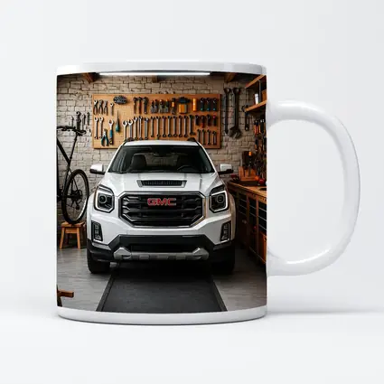 GMC Terrain White SUV in Garage