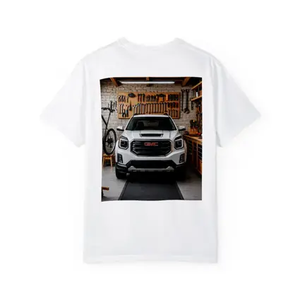 GMC Terrain White SUV in Garage