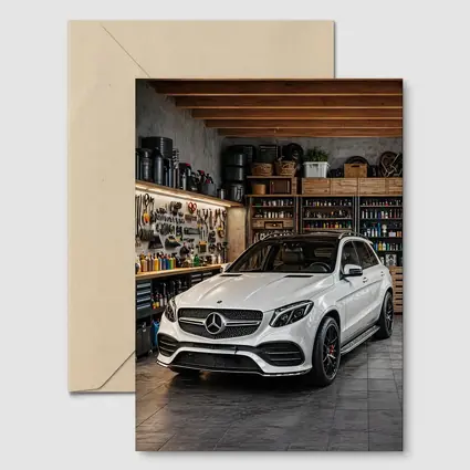 Mercedes GLE White SUV Garage Setting