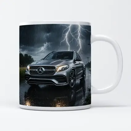 Mercedes GLE SUV in Thunderstorm Rain
