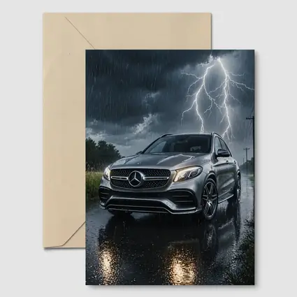 Mercedes GLE SUV in Thunderstorm Rain
