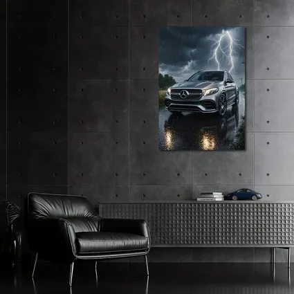Mercedes GLE SUV in Thunderstorm Rain