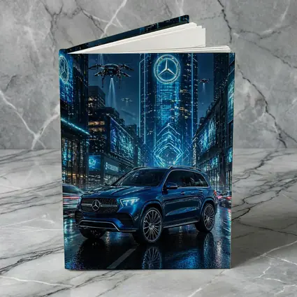Mercedes GLE Blue Neon Futuristic City Night