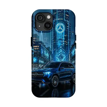 Mercedes GLE Blue Neon Futuristic City Night