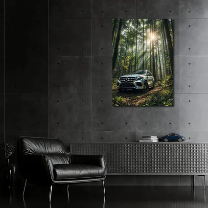 Mercedes Benz GLS Silver SUV Forest Light